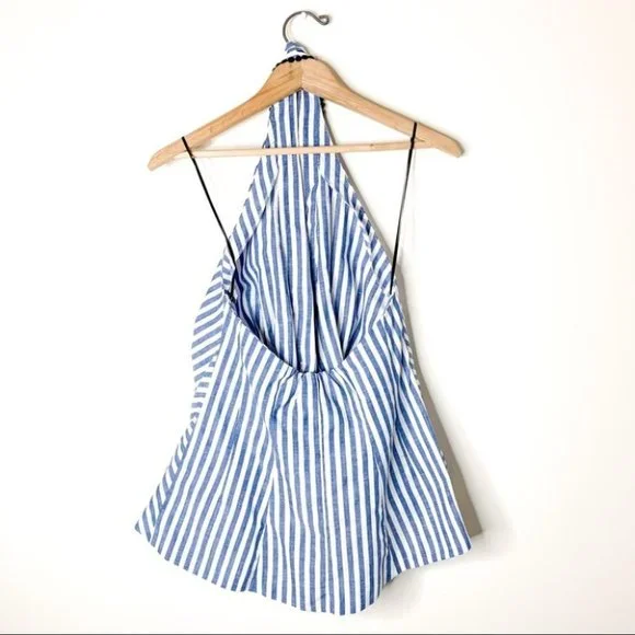 Zara Striped Tie Front Halter Top Blue & White Size Small - Picture 15 of 16